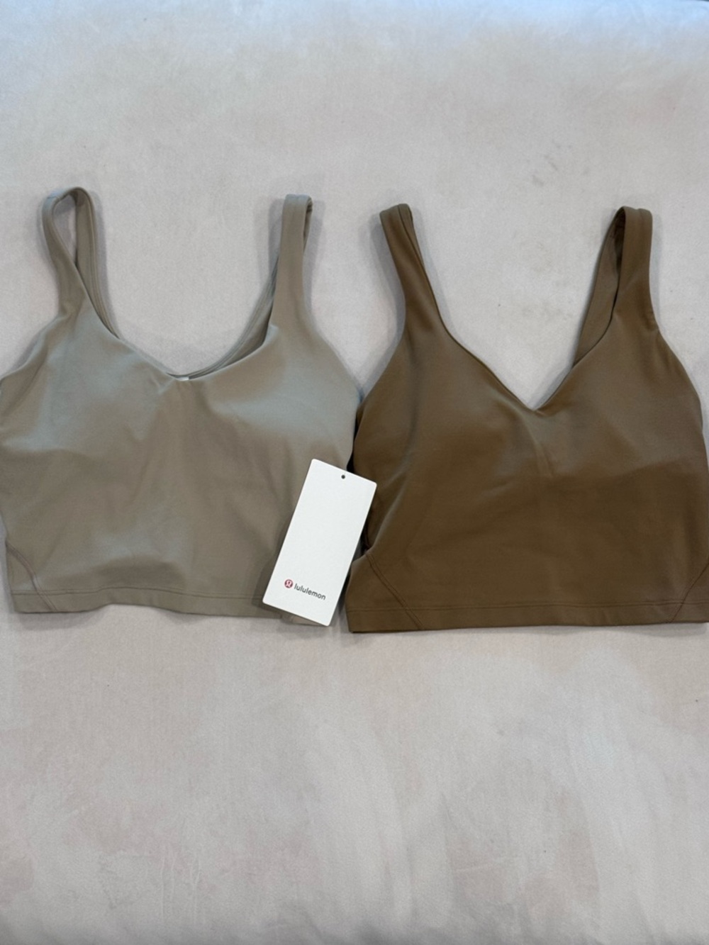 lululemon athletica Dual V-Neck Bralettes - Olive Green & Taupe